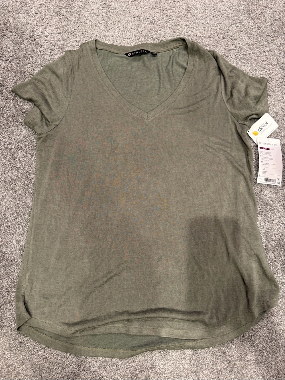 Athleta BREEZY SCOOP V TEE  Olive V-Neck Tee